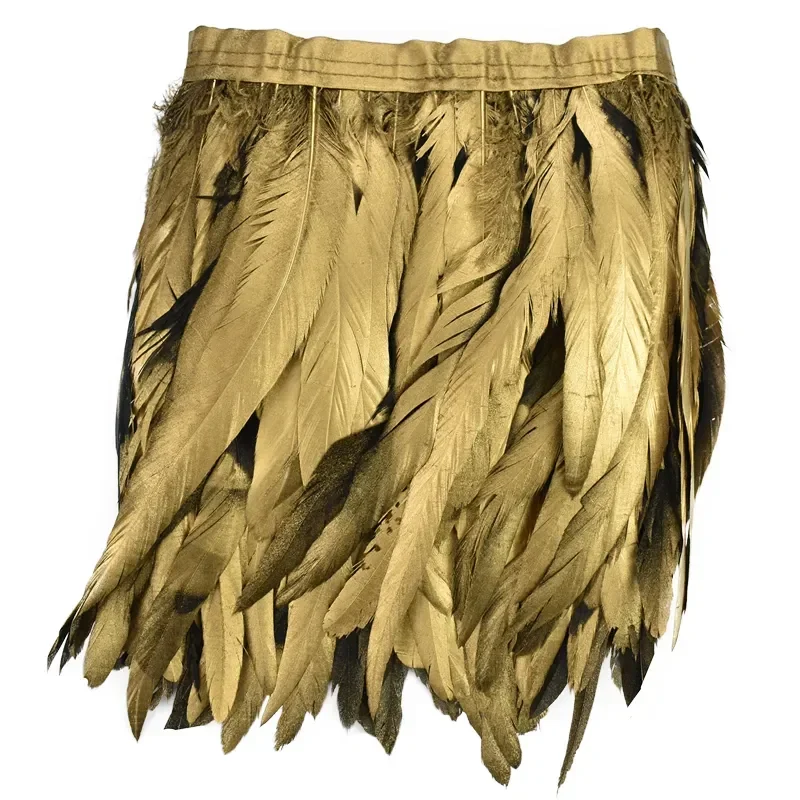 2 Meter Gold-Silber-Gänsefeder-Hahnenfeder-Quasten-Fransen-Besatz, Nähzubehör, Bänder, DIY-Dekorationen, Dekor für Kleidung – Detail 5