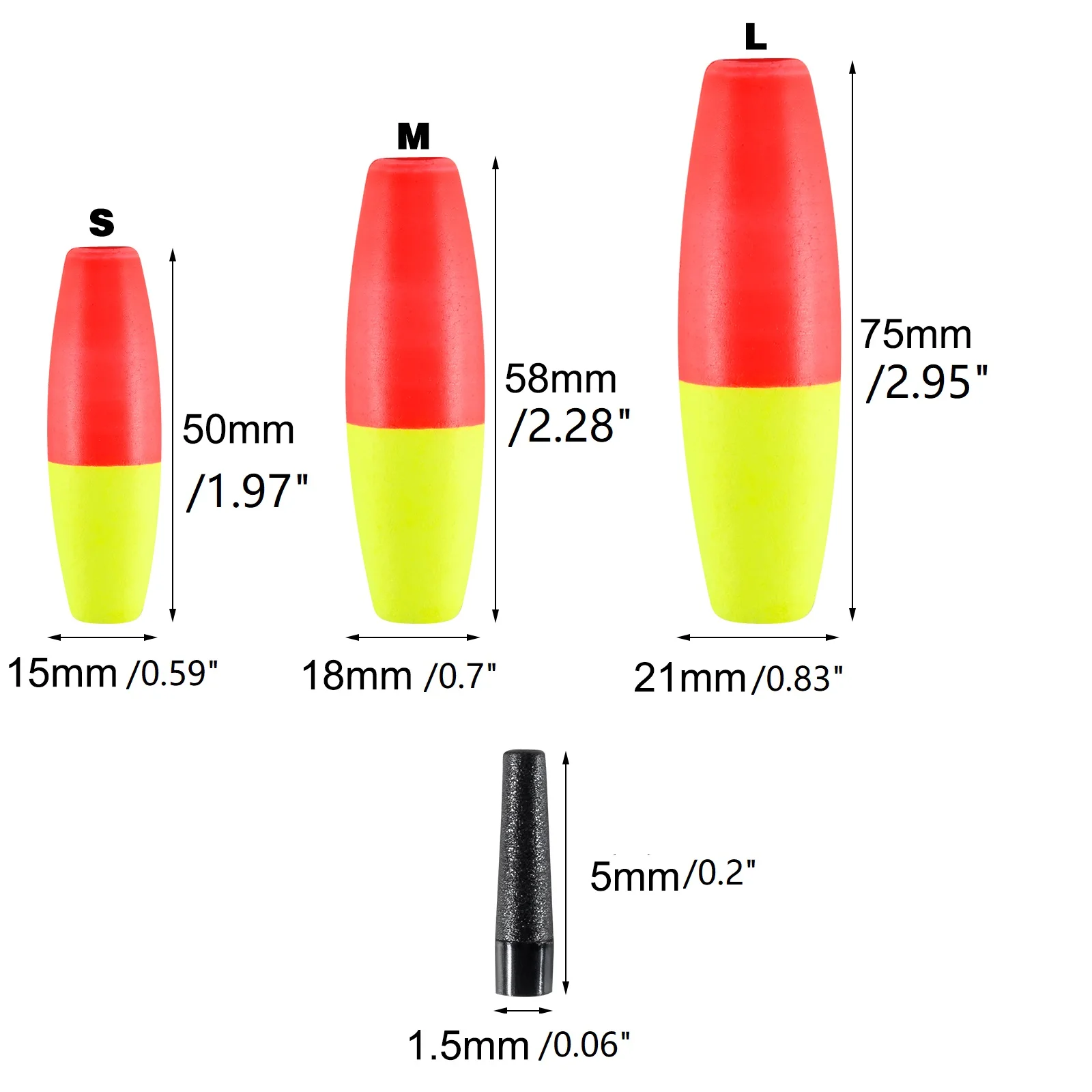 5pcs Catfish Fishing Foam Floats Peg Floats Cigar Slip Strike Indicator for Catfish Rig Panfish Crappie Fishing Bobbers