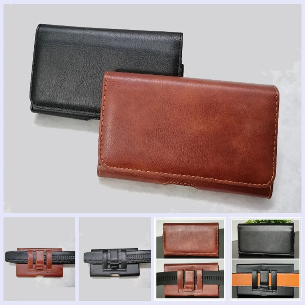 PU Leather Universal Phone Pouch Sewing Process 4.7-6.5 Inches Phone Belt Clip Cover Covered Simple Mobile Phone Waist Bags