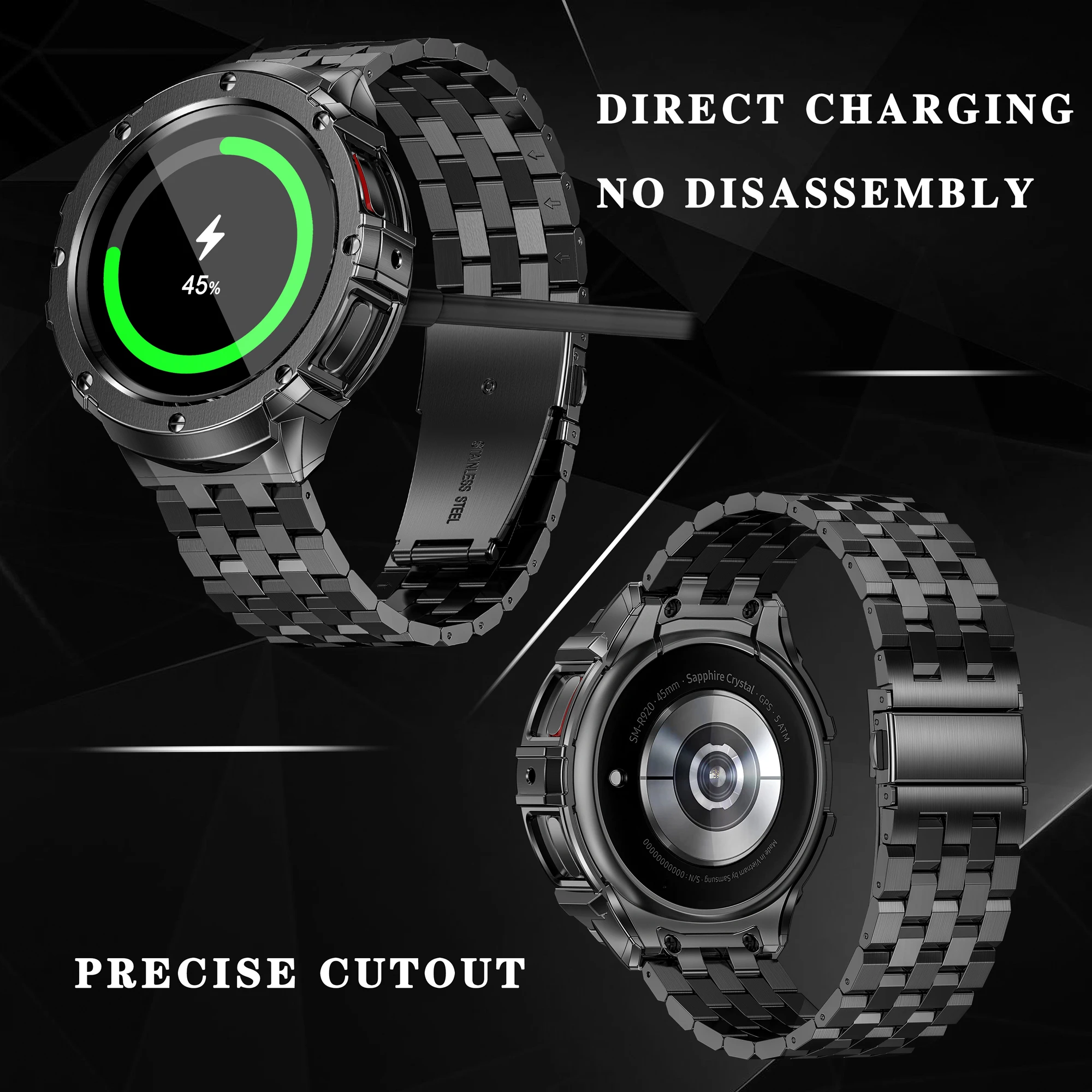 Ремешок из нержавеющей стали для Samsung Galaxy Watch 5 Pro 5 Pro 45 мм