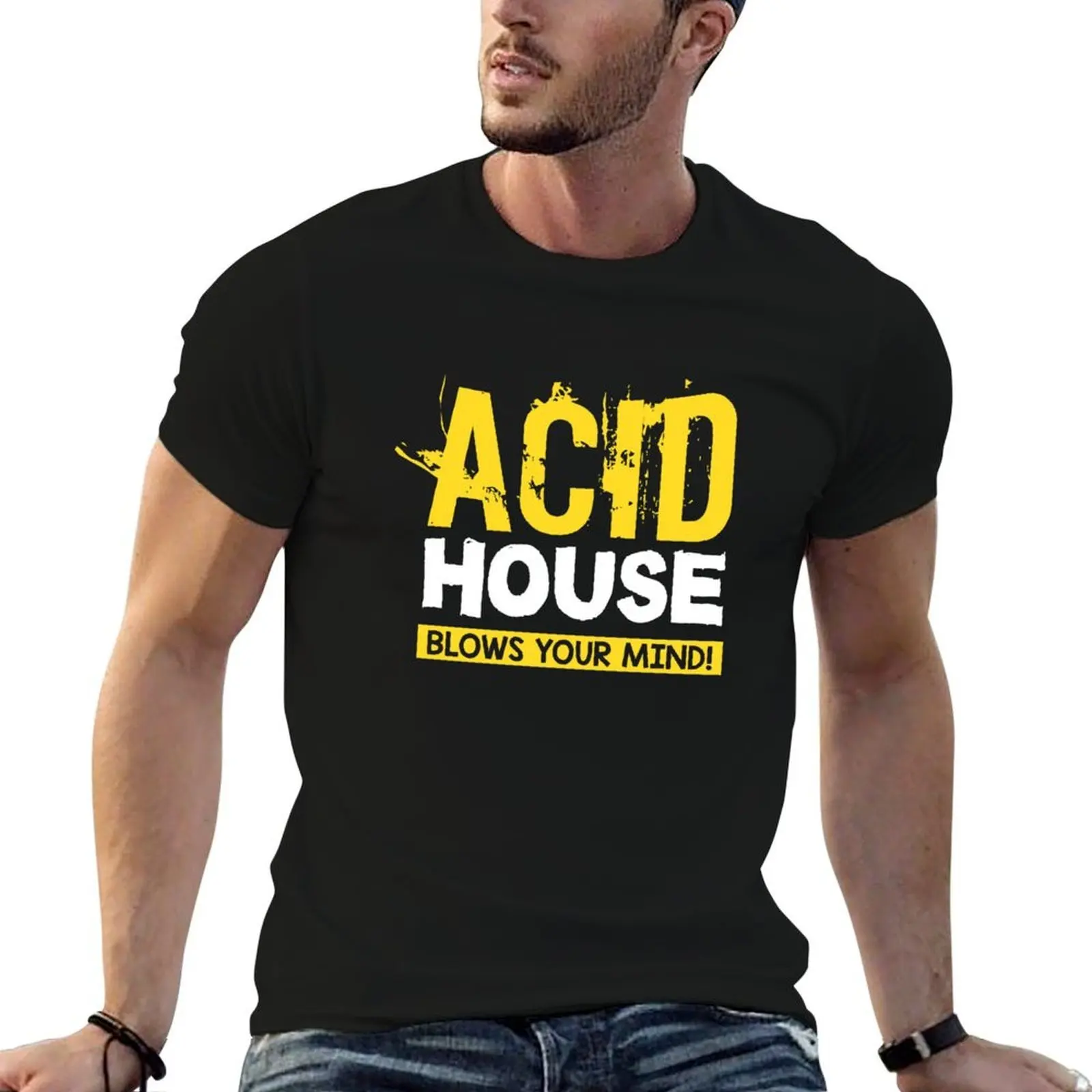Acid House заставляет вас захватывающе волновать. Футболка Techno, Rave, Electro с индивидуальным принтом, мужские футболки с графическим рисунком, футболка