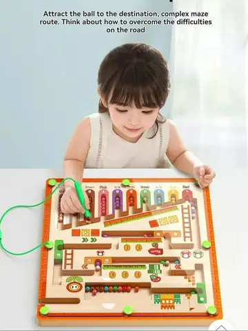 Children's Magnetic Maze Walking Ball Baby Concentration Training, Writing Logic Thinking 3 year Old Early Education Puzzle To