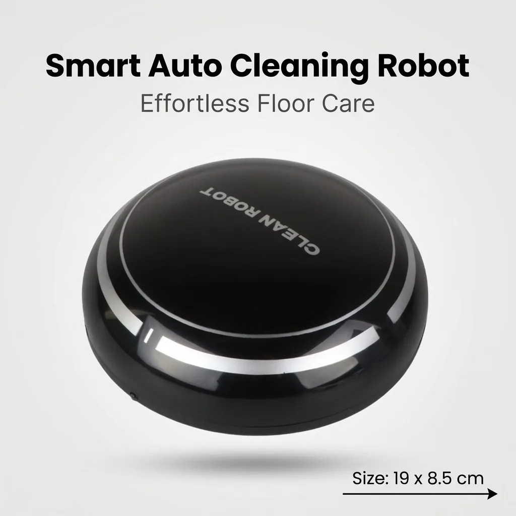 Robot Vacuum Cleaner, Smart Fully Automatic Sweeping and Vacuuming Robot with USB Charging, Compact Mini Robotic Sweeper for Hard Floor, Pet Hair, Home and Office, 19 x 8.5 x 19cm