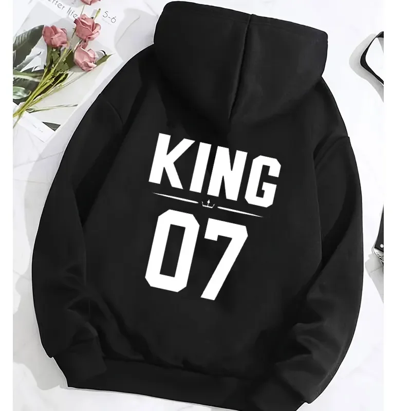 King Queen Heat Transfer Decal Hoodie Heat Transfer Stickers for Couple Lover Autumn and Winter Iron on Decals for DIY Clothing