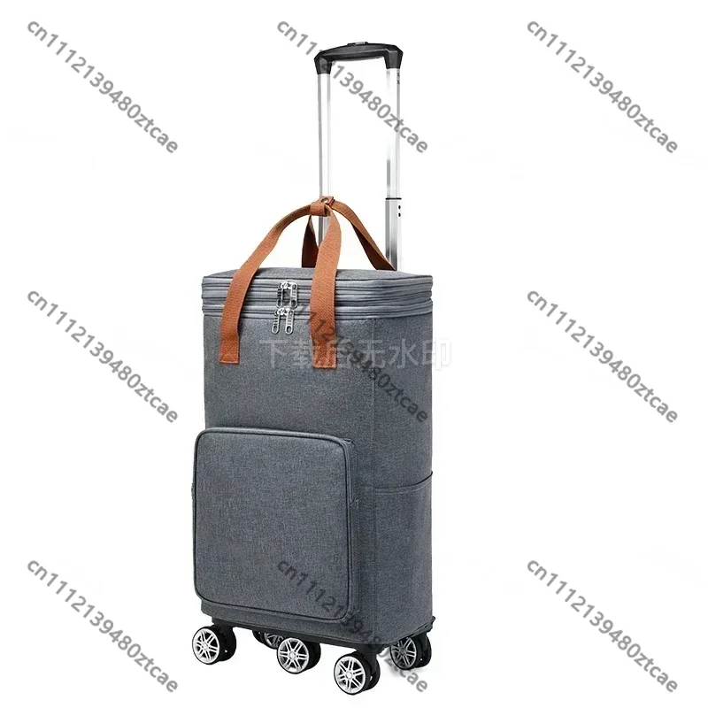 Foldable Grocery Trolley, Multi-Purpose Rolling Cart with Expandable Storage,  Waterproof Bag Portable Shopping Organizer