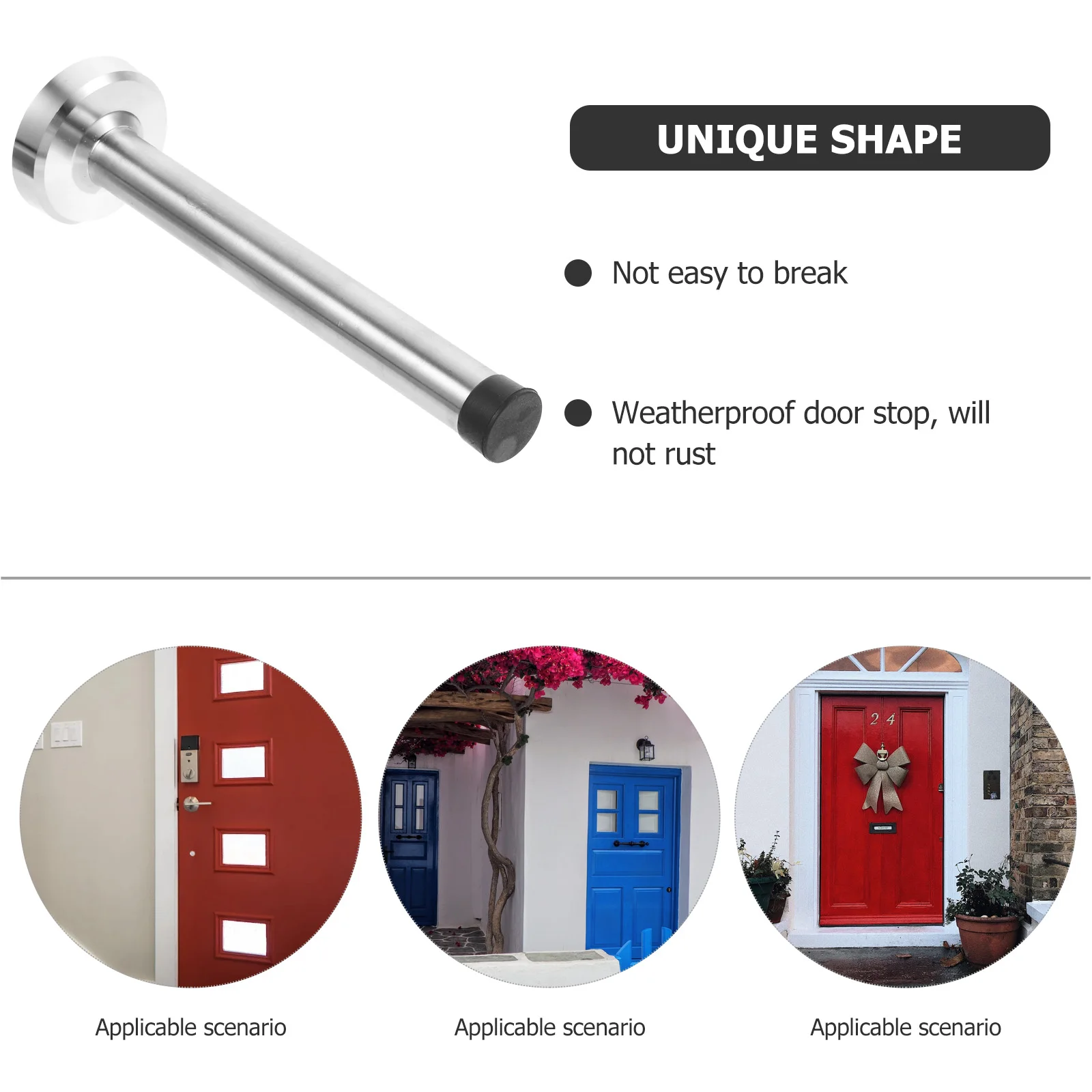 

Super Long x 2 Silver Wall Mount Stopper Stainless Steel Cylindrical Door Stopper Door Stop Floor Bumpers Stops
