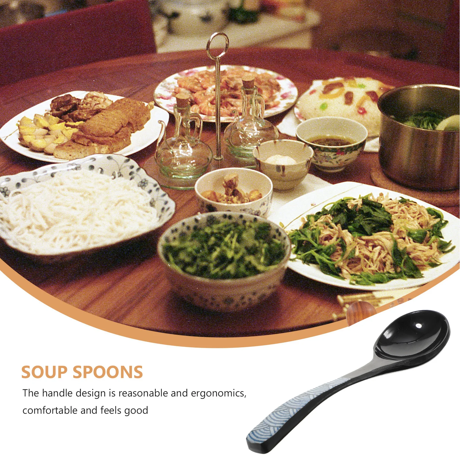 

Japanese Style Noodle Spoon Replaceable Multi-Function Soup Spoon Comfortable Handle Design for Soup Porridge Kitchen Dining