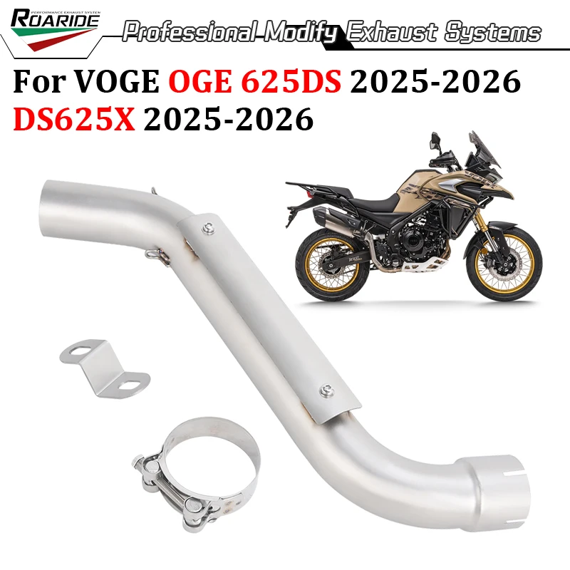 

Slip On For VOGE DS625X OGE 625DS 2025 2026 Motorcycle Exhaust System Modify Middle Link Pipe Connect 51MM Muffler Esacpe Moto