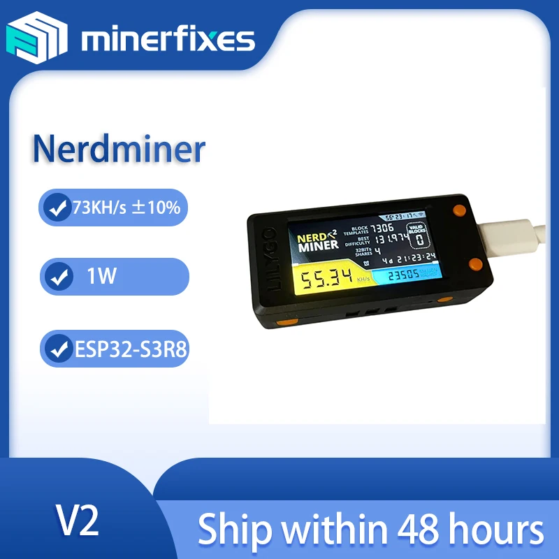 

Bitcoin Nerdminer V2.0 T-display S3 Nerd Miner Hashrate 78KH/s V1.6.3 Bitcoin btc Lottery Miner Lilygo btc lottery miner