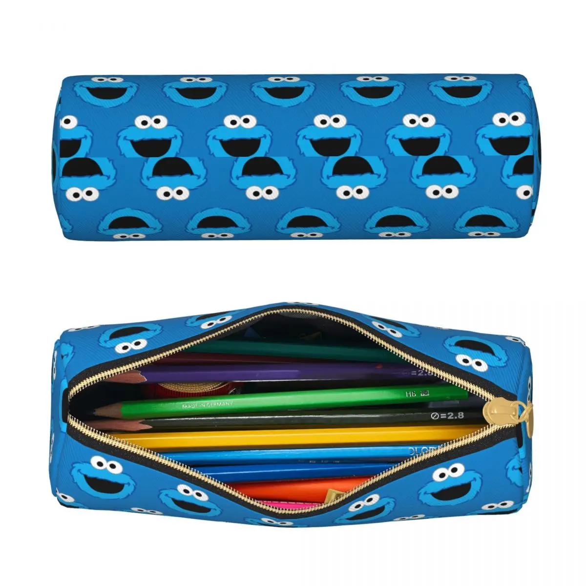 Smiling Cookies Monsters Leather Pencil Cases Fun Pen Bags Student Big Capacity School Supplies Cosmetic Pencilcases