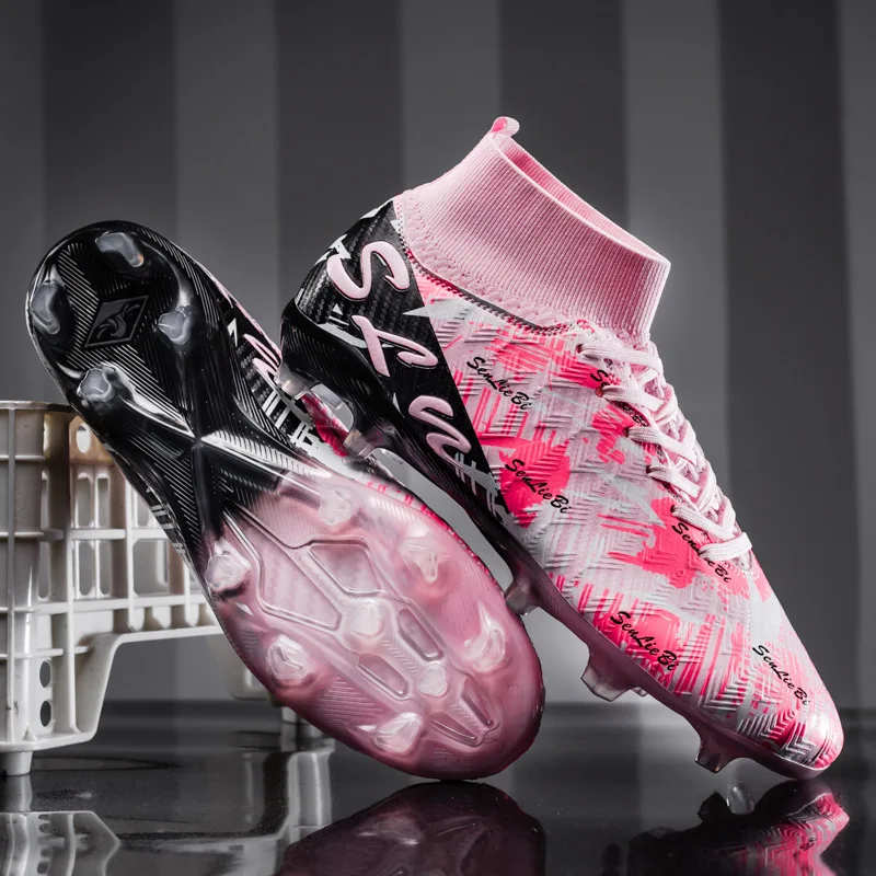 AG Soccer Shoes Kids Outdoor Training Football Boots Woman Sneakers Ultralight Non-Slip Sport Turf Soccer Cleats Large Size