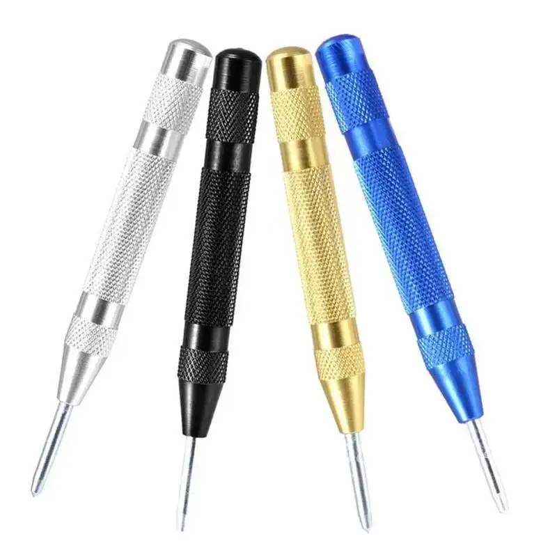 Spring Loaded Automatic Center Pin Punch Tool for Marking Starting Holes in Wood, Dent Marker Press for Woodwork with Drill Bit