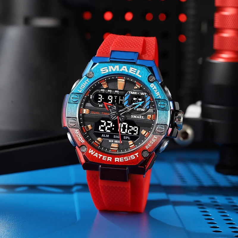 

SMAEL 8066 Men's Dual Time Zone Military Sport Watch - 50M Waterproof LED Backlight Alarm Stopwatch Chronograph Shockproof