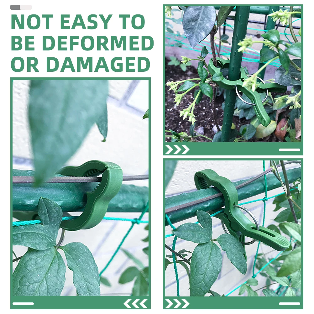 

60pcs Plant Support Clips Garden Climbing Clamps Green Plastic Trellis Vegetable Tomato Grape Stakes Flexible Durable