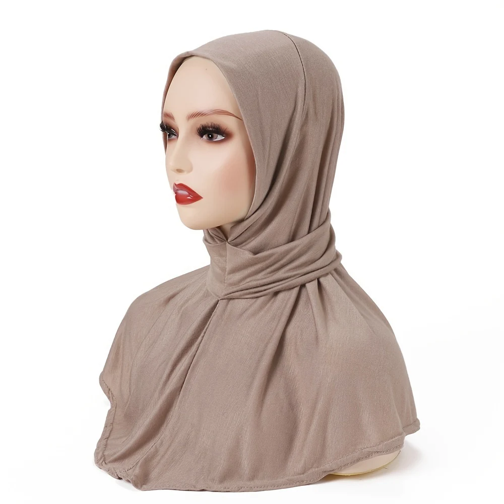 Soft Elastic Ready Jersey Cotton Hijab Undercap For Muslim Woman Bonnet Solid Color Instant Inner Caps Ladies Headband Free Size