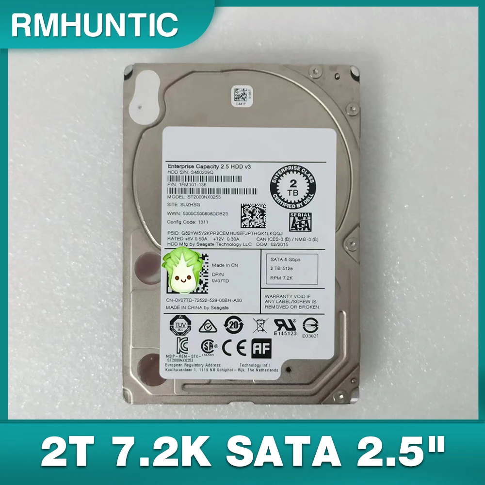 ST2000NX0253 For R720 R730 R740 Server Hard Disk 2T 7.2K SATA 2.5