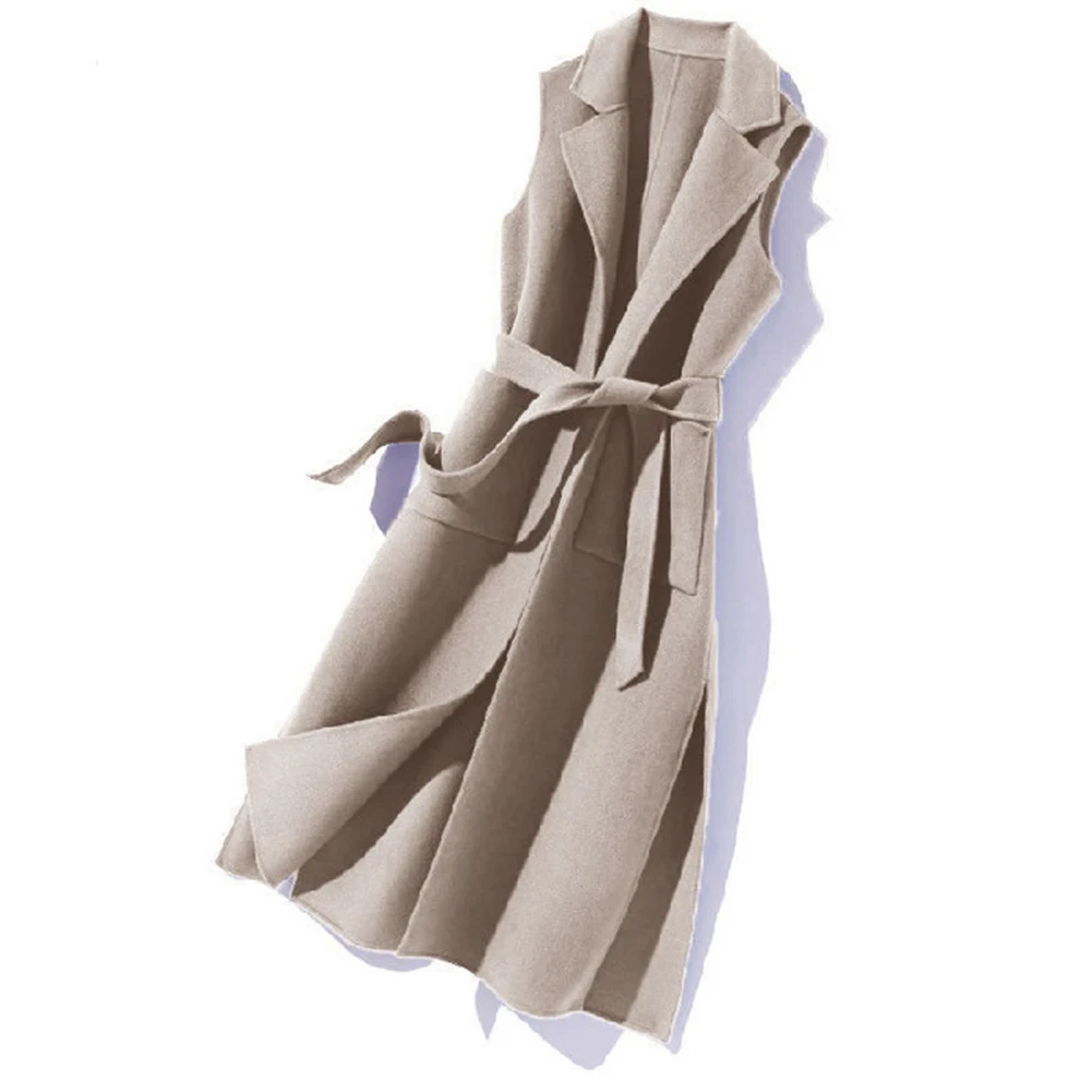Thermal Cardigan Vest for Women Sleeveless with Notch Collar and Turn Down Collar Open Stitch Design Suitable for Spring Fall