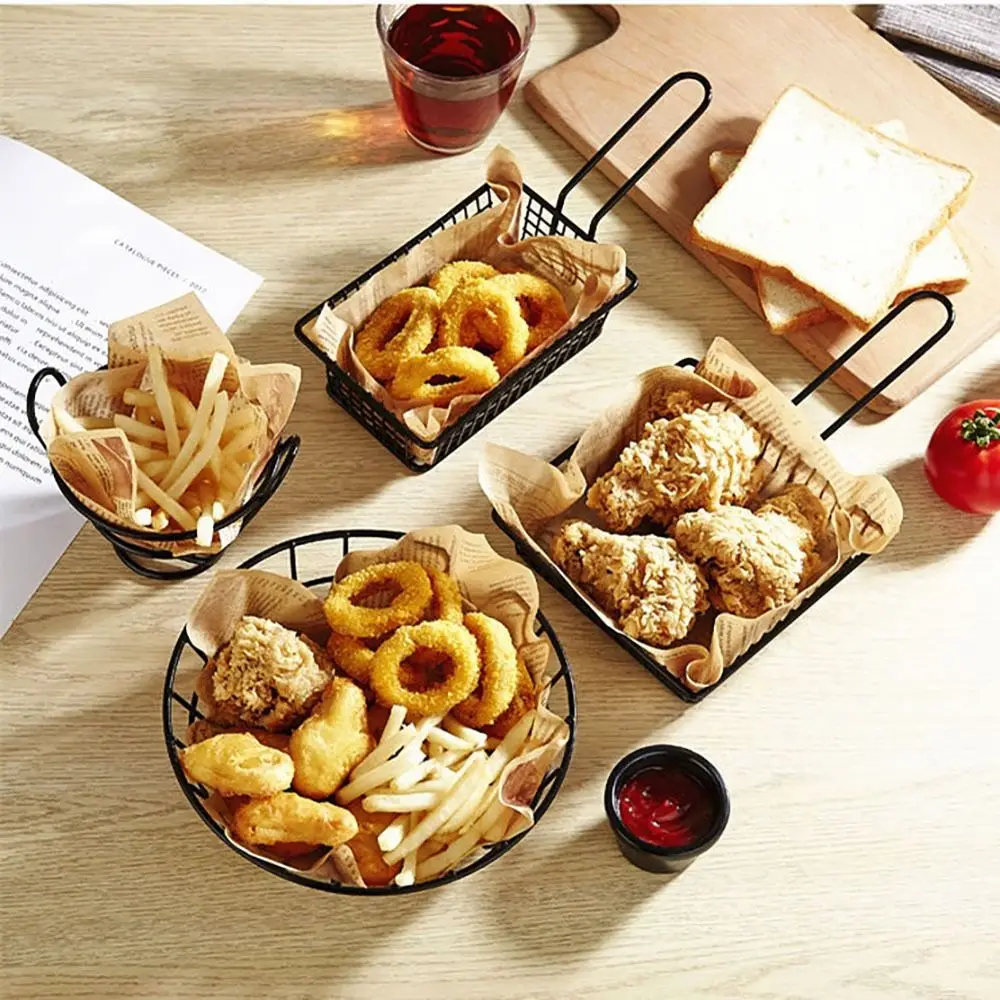 Fryers Basket Net Mesh Fries Chip Kitchen Tool Iron Fryer Food Storage Container Home BBQ French Fries Baskets with Handle