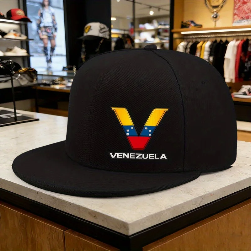 Venezuela Flag Printed Hip-Hop Cap Stretch Polyester Geometric Pattern Ideal for Travel Parties Birthdays