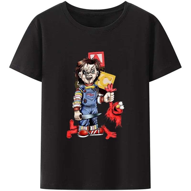 Classic Horror Anime Chucky Graphic T Shirts for Woman Cartoon Two-dimensional Vintage Harajuku Short-sleev Streetwear Tops Y2k