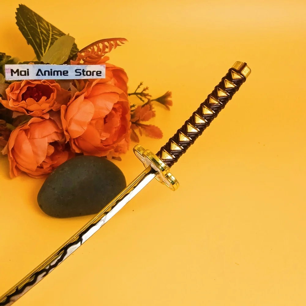 Espada de três peças roronoa zoro katana, 10 polegadas, lâmina de faca ninja, sabre samurai, anime, metal zoro, mini espada katana, brinquedo afiado, presente