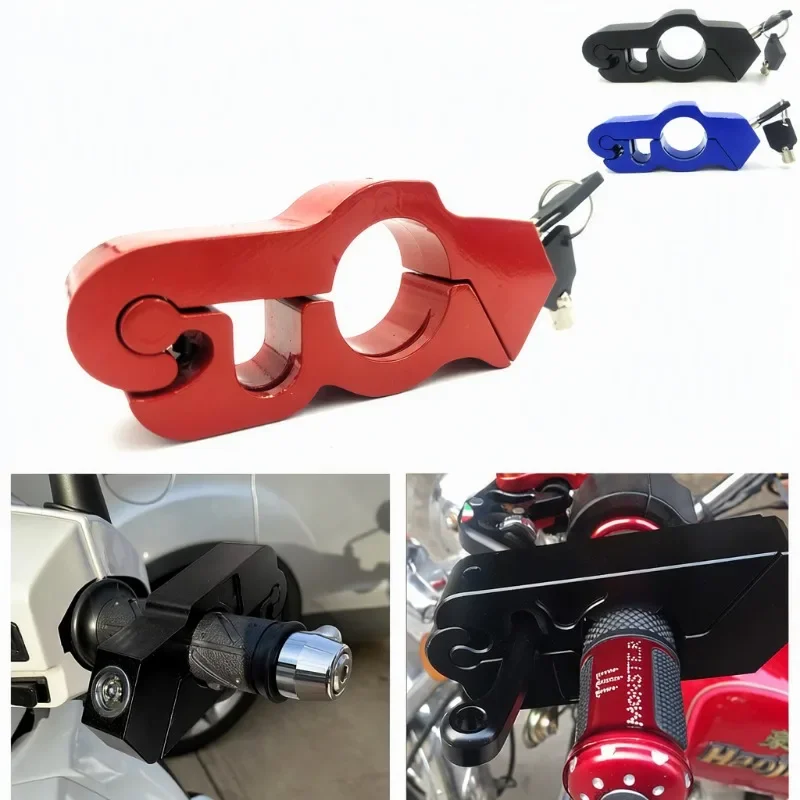 Moto Throttle Grip Fastener, E-scooter Handlebar Safeguard, Aluminium Alloy Horn-shaped Shackle, Brake Lever Securing Device