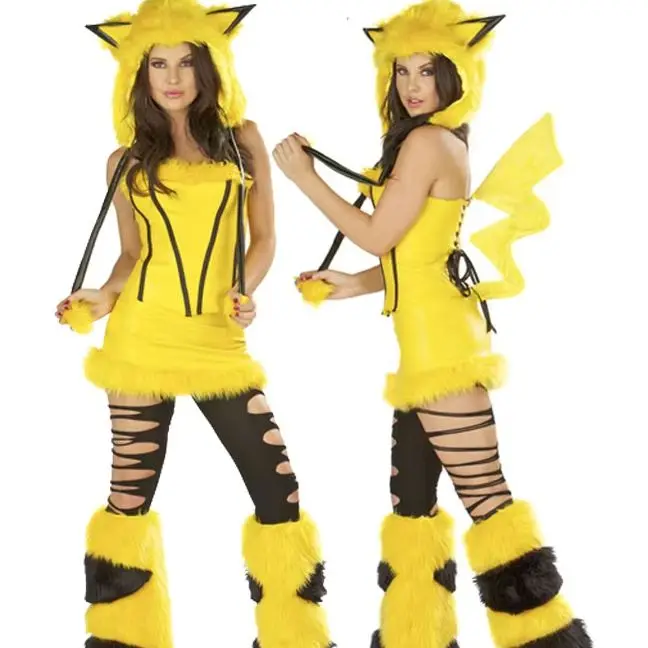 Sexy plush costume set for women with big tails, wolves, leopards, penguins, frogs, caterpillars, role-playing, winter Halloween