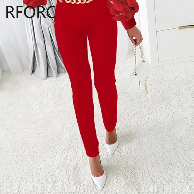 2023 Women Solid Three Dimensional Decoration Sleeves Chain V Neck Working Formal Jumpsuits