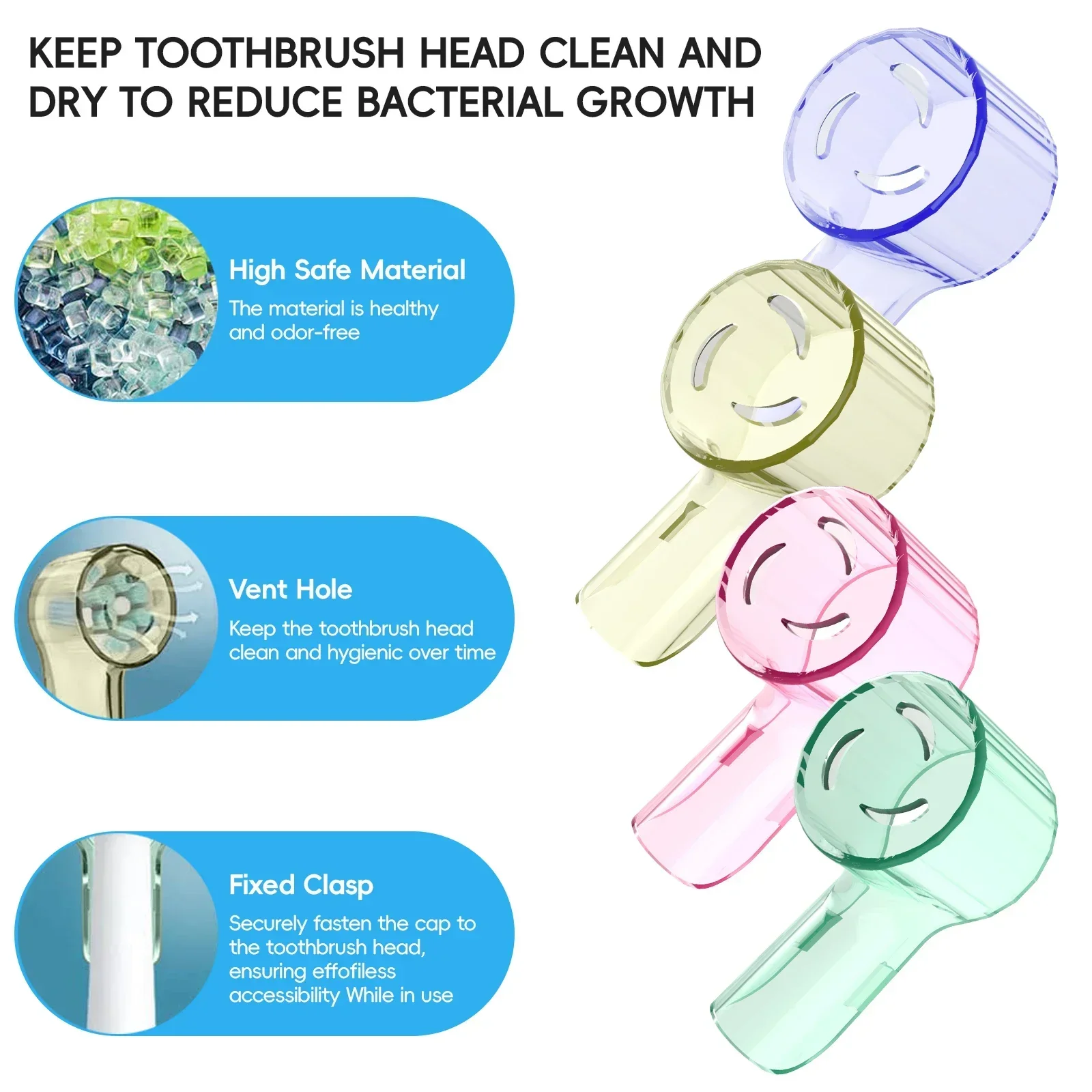 Toothbrush Dustproof Covers Caps Compatible with Braun Oral B Replacement Heads & iO Series Electric Toothbrush Head Protector