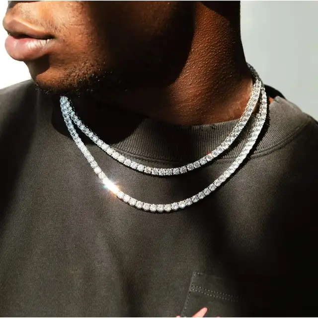 Nowy klasyczny 4MM łańcuszek tenisowy Iced Out bransoletka naszyjnik moda męska biżuteria hip-hopowa kobiety 8/16/18/20/24/30 cali Choker prezent
