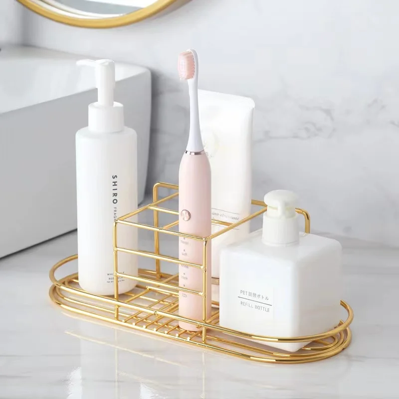 Gold Toothbrush Holder Shelf Bathrooms Wall Mounted Stand Shower Tumbler Storage toothpaste set shaver organizer Holder