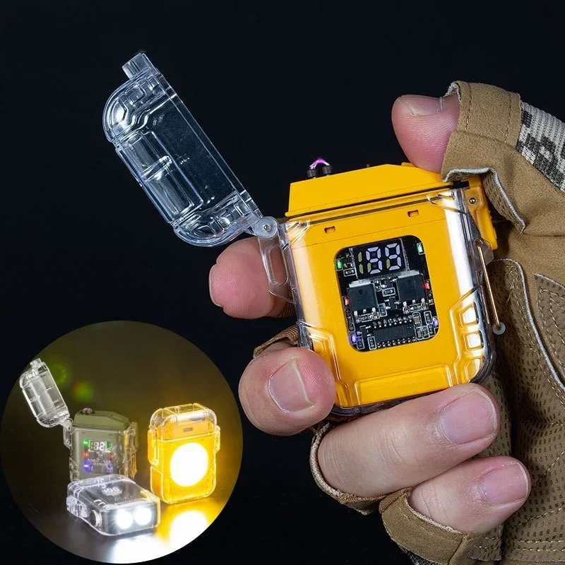 Outdoor Waterproof USB Double Arc Pulse Lighter Fast Charging Portable Sports Exclusive LED Display Flameless Lighter Men's Gift