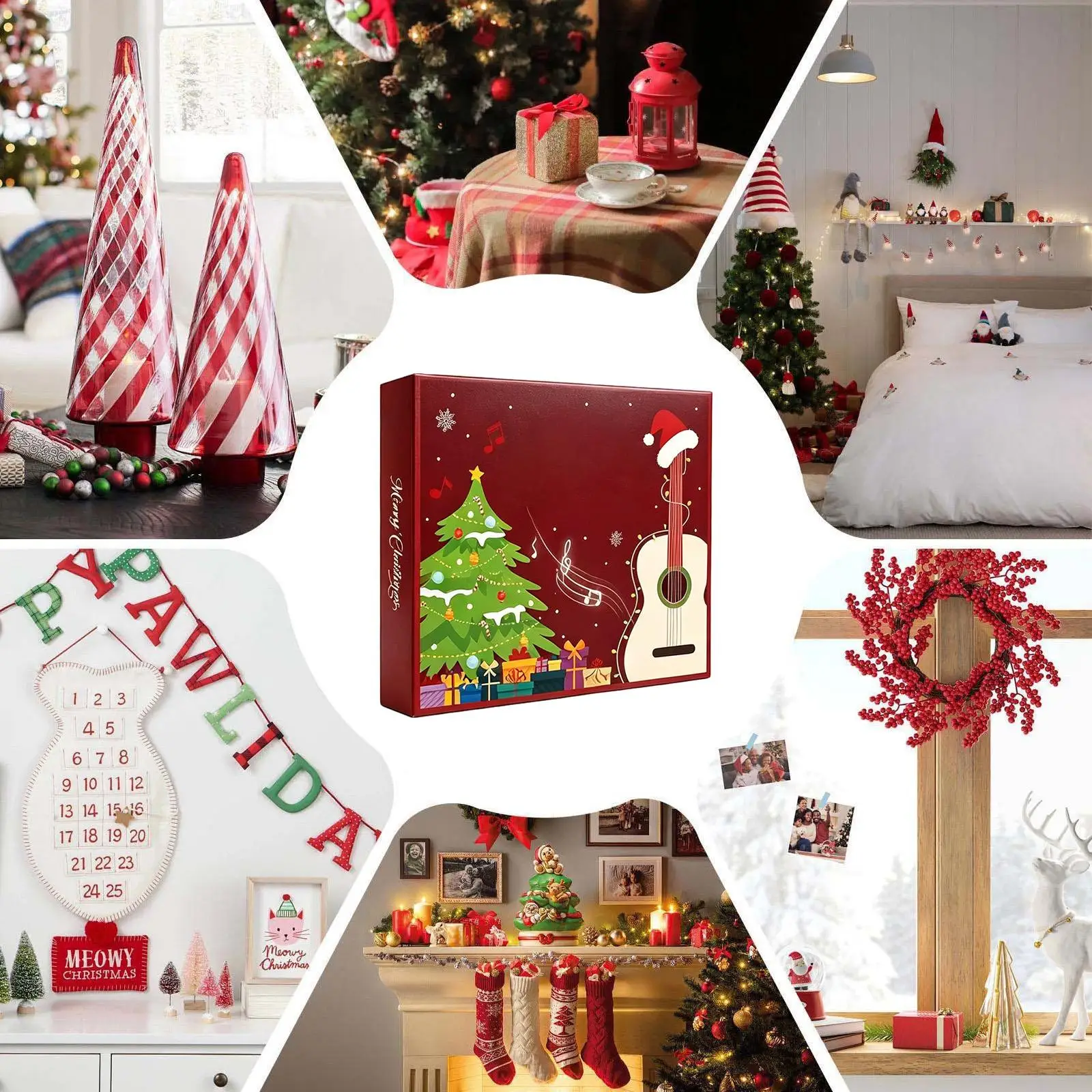 Guitar Accessories Countdown Calendar Acoustic Guitar Picks Set 24 Days Christmas Music Theme Countdown For Teens Adults