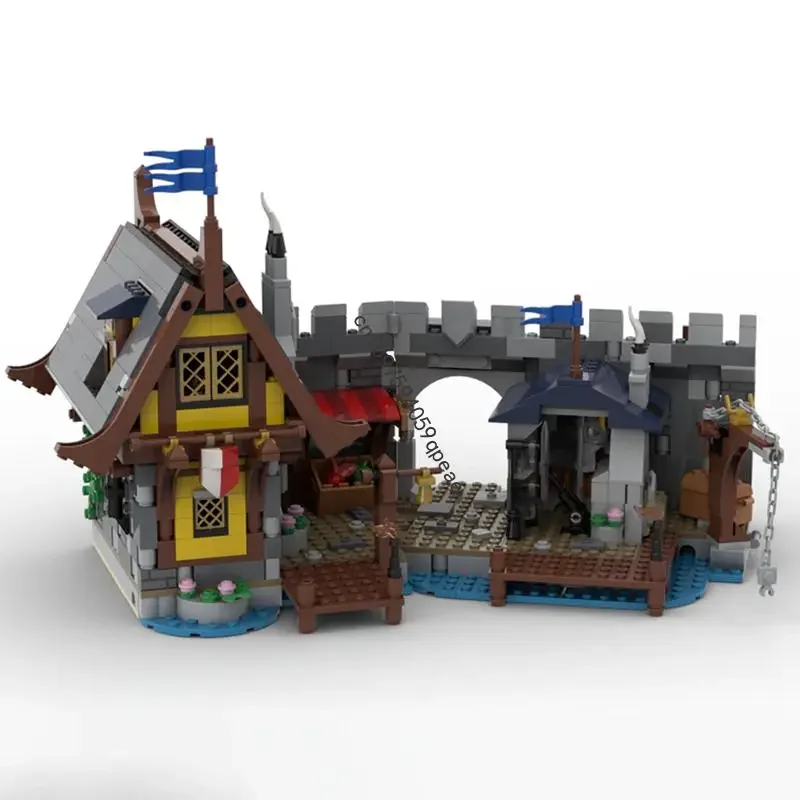

Новинка, 1226 шт., Moc, европейский средневековый вид на улицу, модель замка Харбор, сделай сам, креативные идеи, детские игрушки, подарок на день рождения, головоломка на заказ 31120