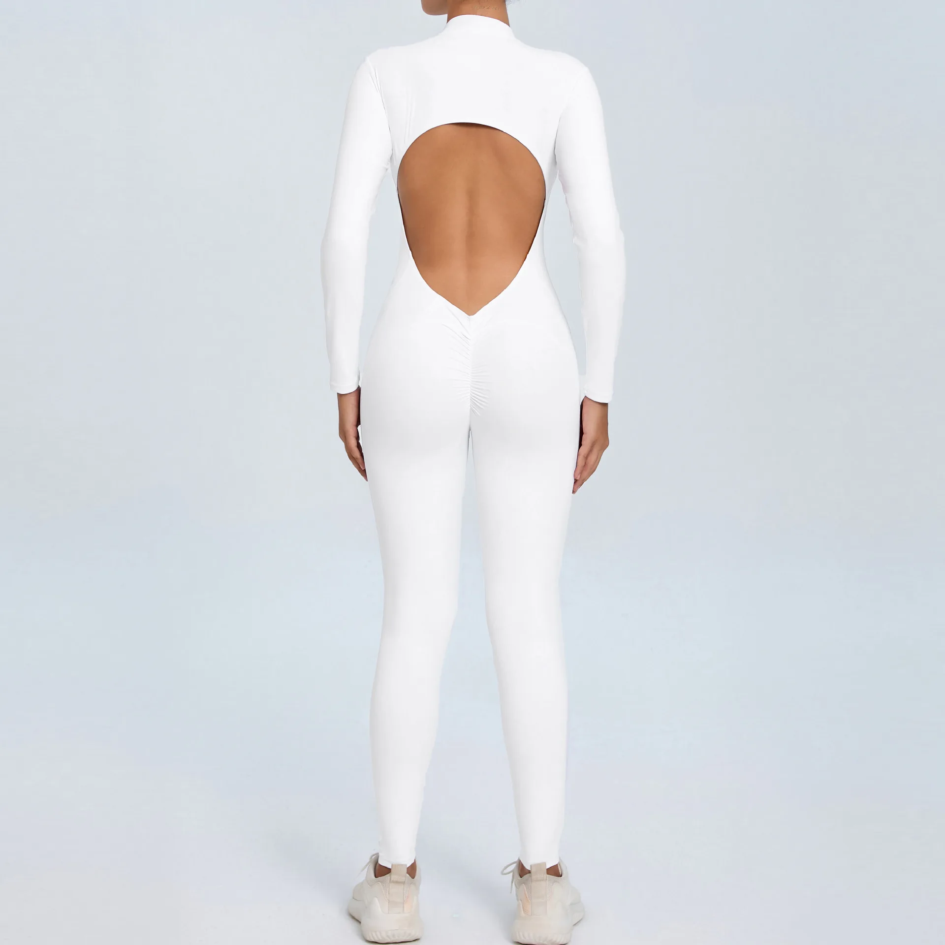 Yoga Jumpsuit Zipper Long sleeves One-piece Bodysuit Women's Sports Set Backless Fitness Rompers Sportswear Women Gym Clothes