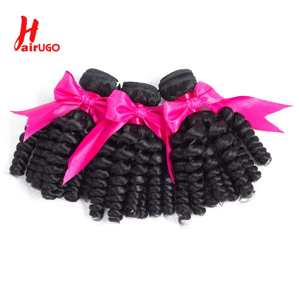 Harugo Funmi-Paquete de cabello humano brasileño, mechones de tejido de doble trama, extensiones de cabello humano no Remy, 10-28 pulgadas