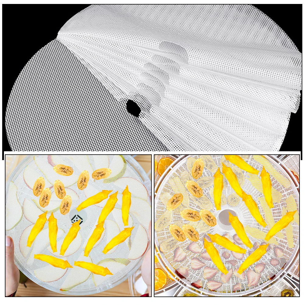10pcs 33cm Round Silicone Drying Pad 4cm Hole Reusable Food for Fruit Meat Vegetable Lab Dry Equipment