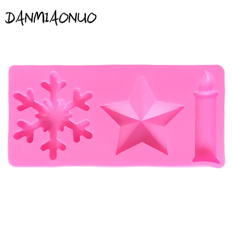 DANMIAONUO A1088030 Snowflake Star Candle Mini Cupcake Cake Decorating Mold Sugaring Paste Stampi Silicone Dolci