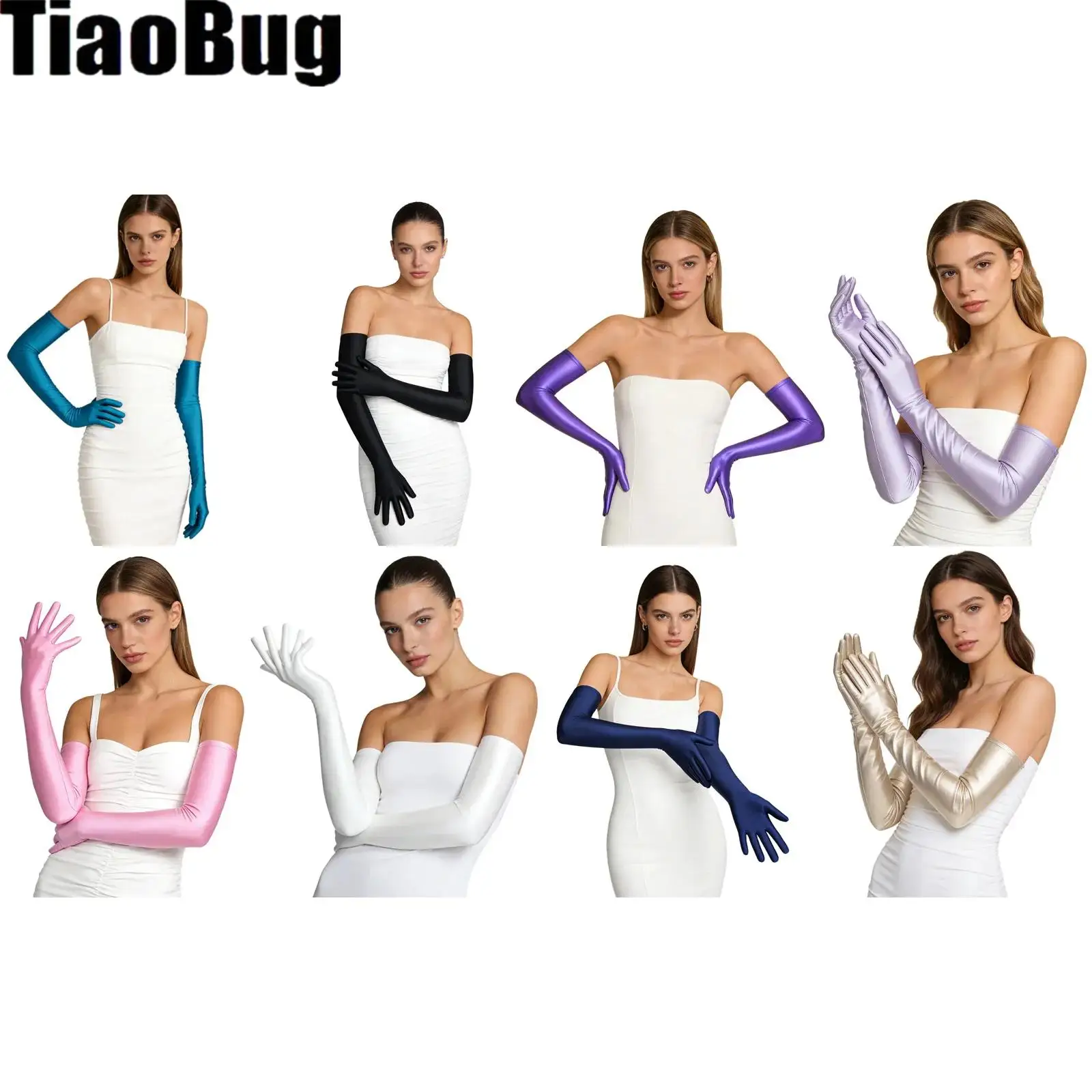 

Women Nylon Gloves High Stretchy Retro Extra Long Gloves Cosplay Costume Party Clubwear