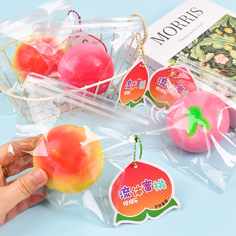 Simulated Fruit Peach Plastic Fluid Slow Rebound Pinch Music Decompression Vent Toy Squishy Props