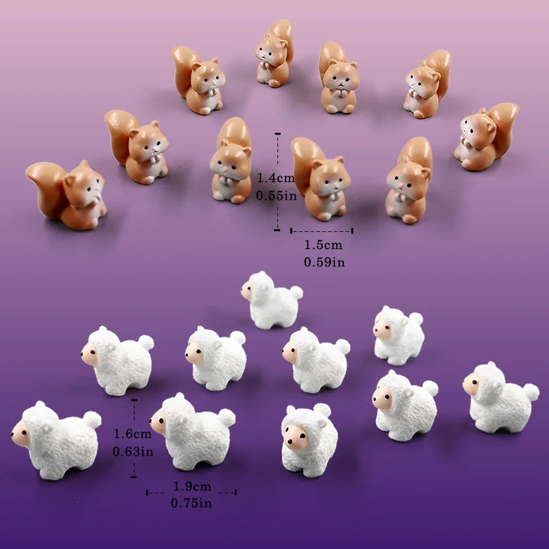 20 قطعة الهامستر الحلزون السنجاب الماوس الفيل الثعلب أرنب خنزير القط الضفدع الفئران تمثال مصغرة الجنية حديقة اكسسوارات الديكور