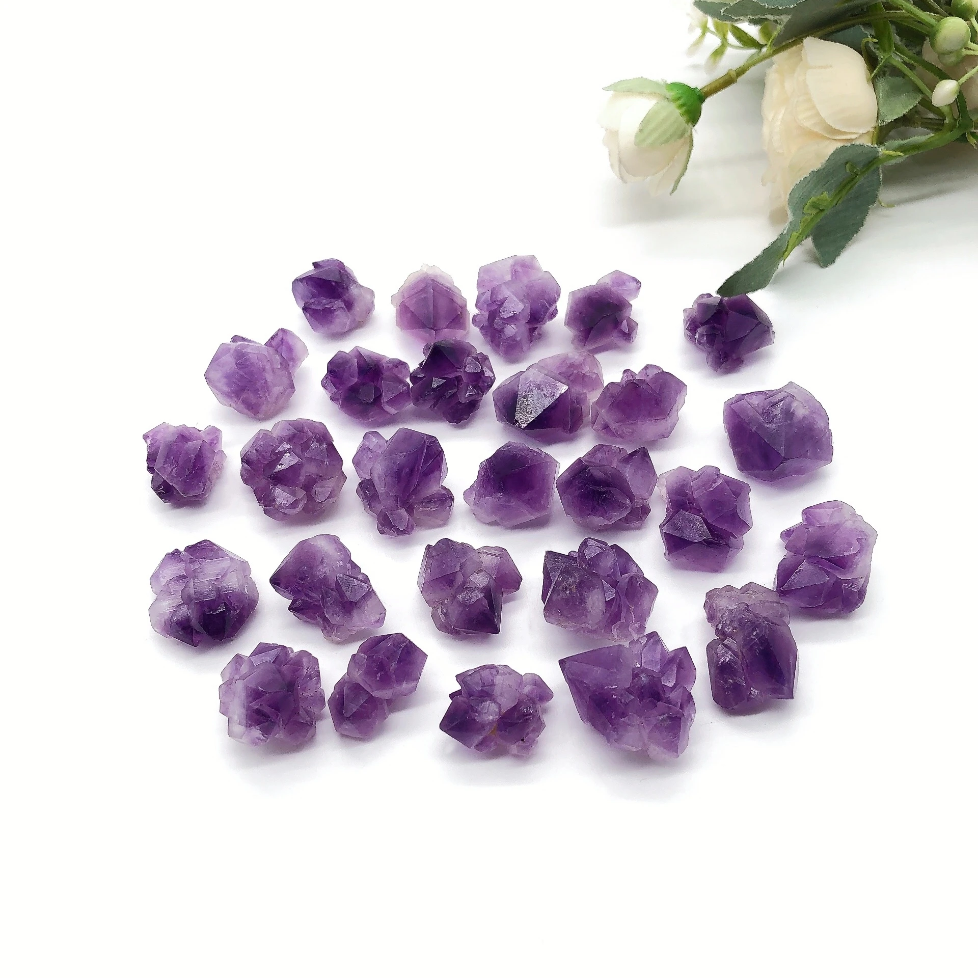 Natural Amethyst Flower Point Cluster Crystal  Purple Quartz Raw Mineral Stone Rough Energy Healing Gemstone Home Decor Gift