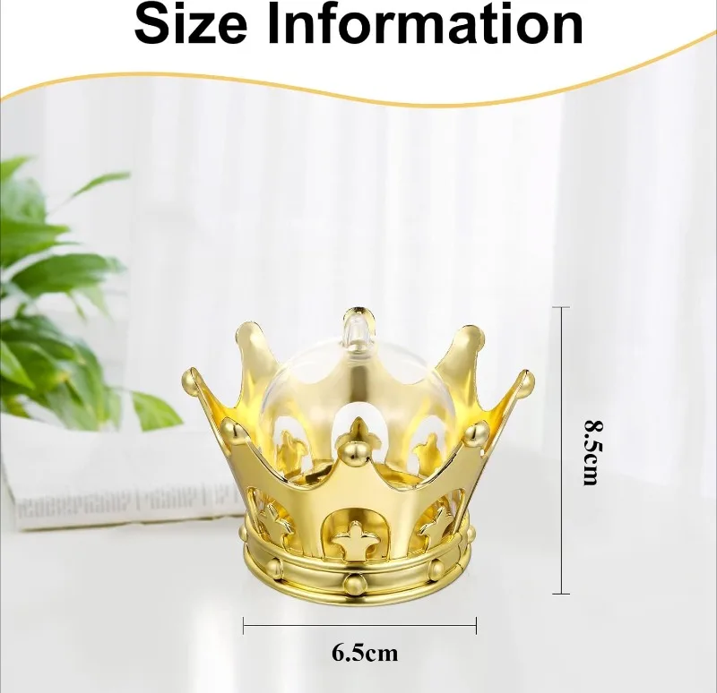 12pcs Gold Crown Candy Box, Fillable Gold Decorated Crown Candy Storage Box Candy Chocolate Dessert Table Super Cute Kids Party