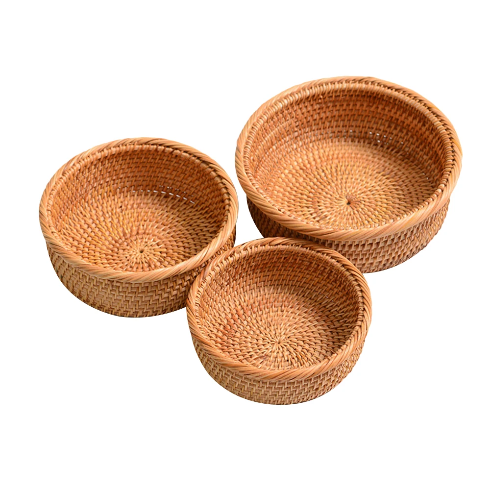 

Imitated Rattan Basket Storage Desktop ganizer Veggie Tray Food Display Multi Use House Room Decor Container