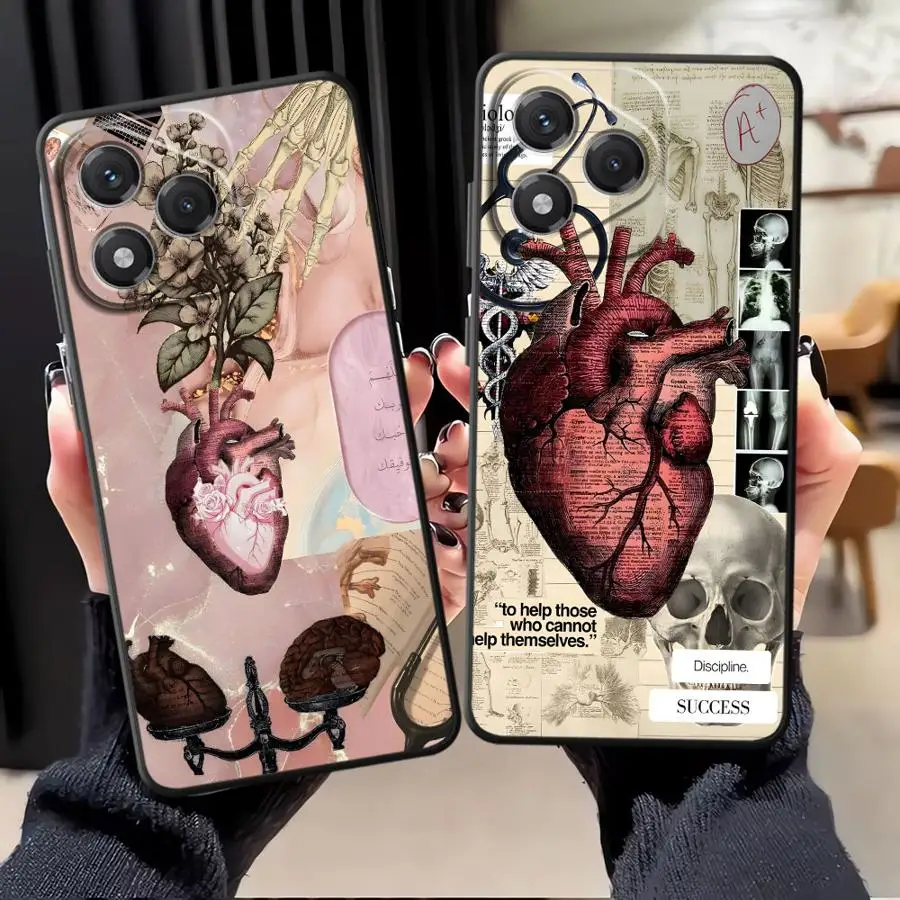 

Collage Of Heart Organs Black Soft Phone Cover Case for Honor 8X X8 70 X6 90 X7 200 400 Lite X5b X9a Magic5Lite