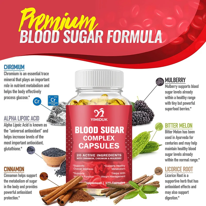 Blood Sugar Complex Capsule Supplement Powerful Antioxidant Protection and Support Immune Functions