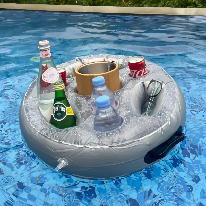 

Надувной поднос для еды для бассейна, ледяного бара, держатель со льдом с пористой конструкцией, безвредный, идеально подходит для вечеринки у бассейна, ведро для фруктовых напитков