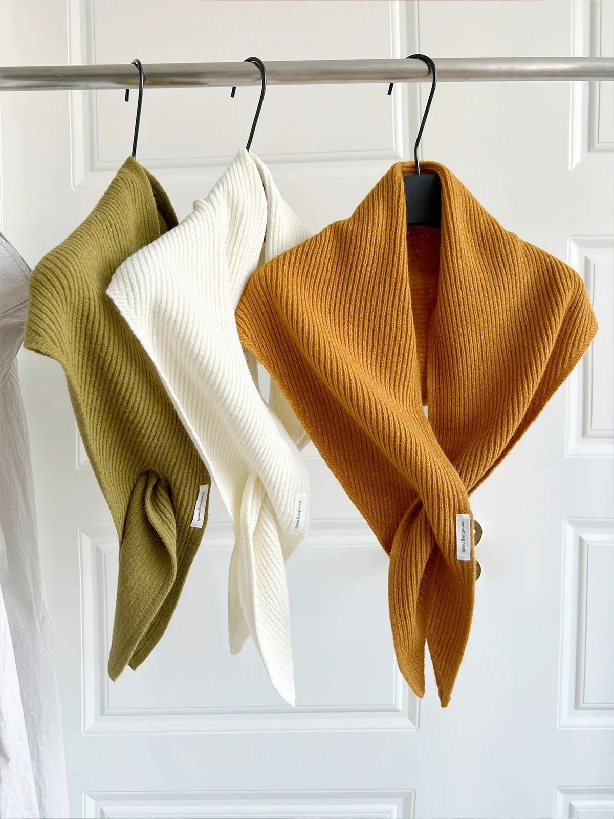 في المئة الصوف مثلث وشاح الشتاء الدفء شال متماسكة التفاف الرقبة غطاء الكتف لينة خفيفة الوزن الإكسسوارات #2