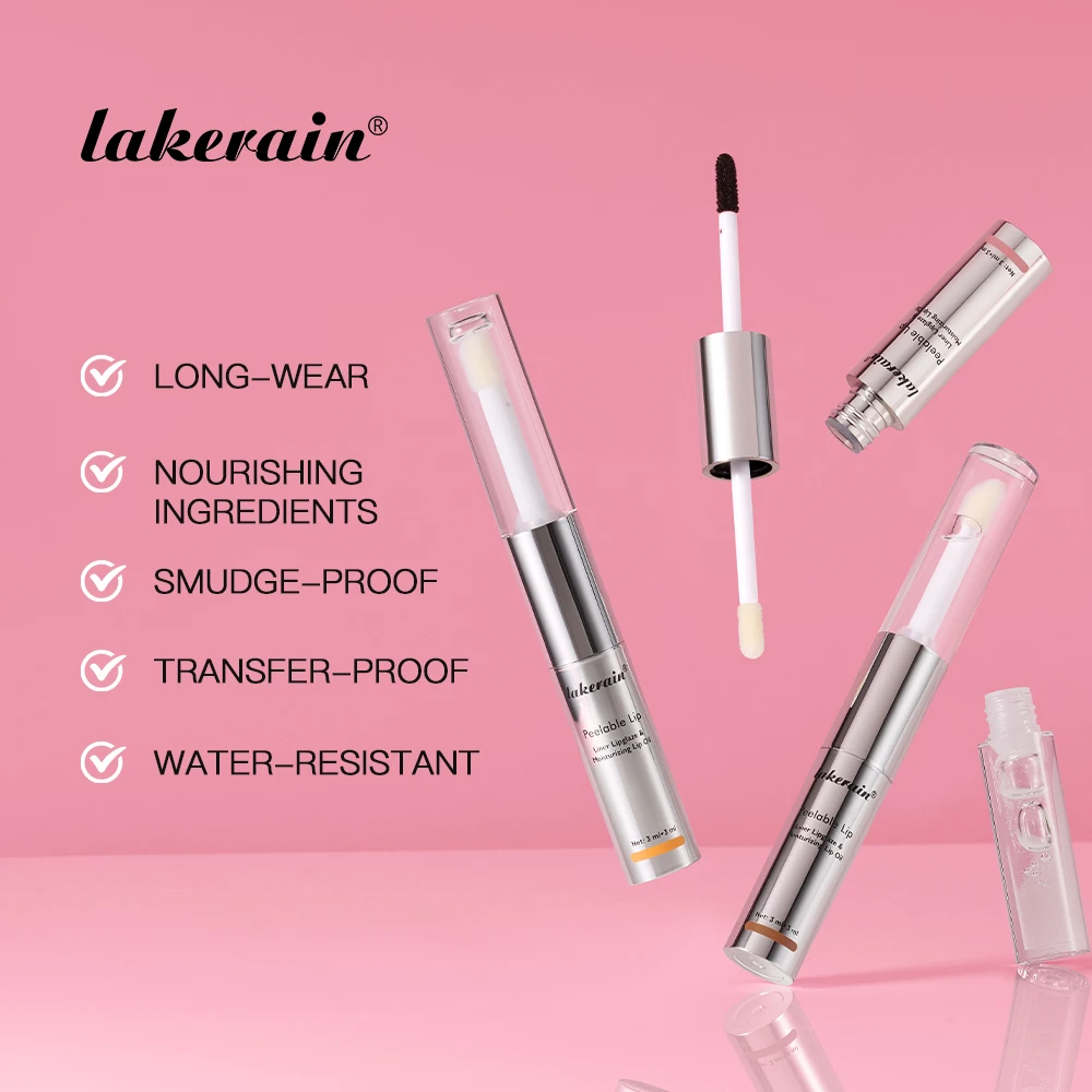 2 IN 1 Doublw-Ended Peel Off Lip Liner & Lip Oil Waterproof Matte Nourishing Smudge Proof Lipstick Long Lasting Cosmetics Makeup