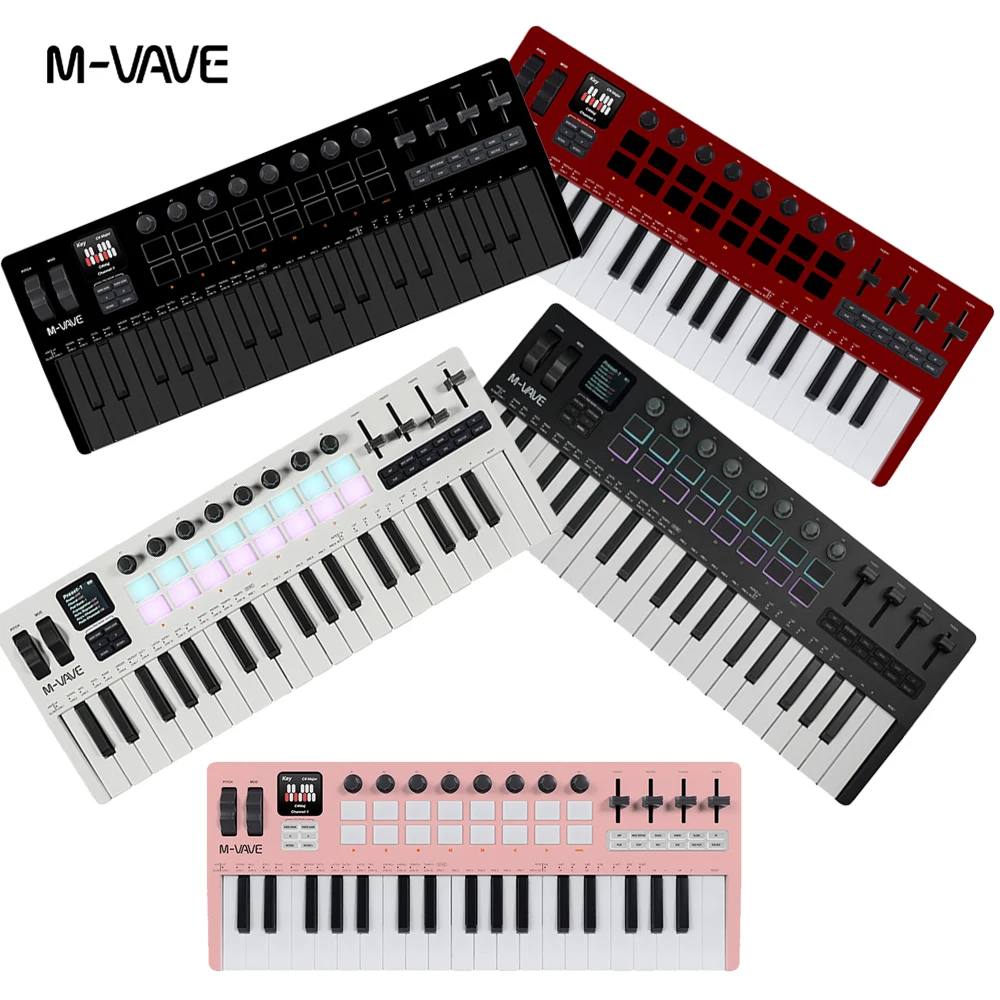 M-VAVE SMK-37 PRO 37 Key MIDI Keyboard Supports Wireless Connection to Multiple Systems Color Keyboard 16 Drum Pads Sound Source